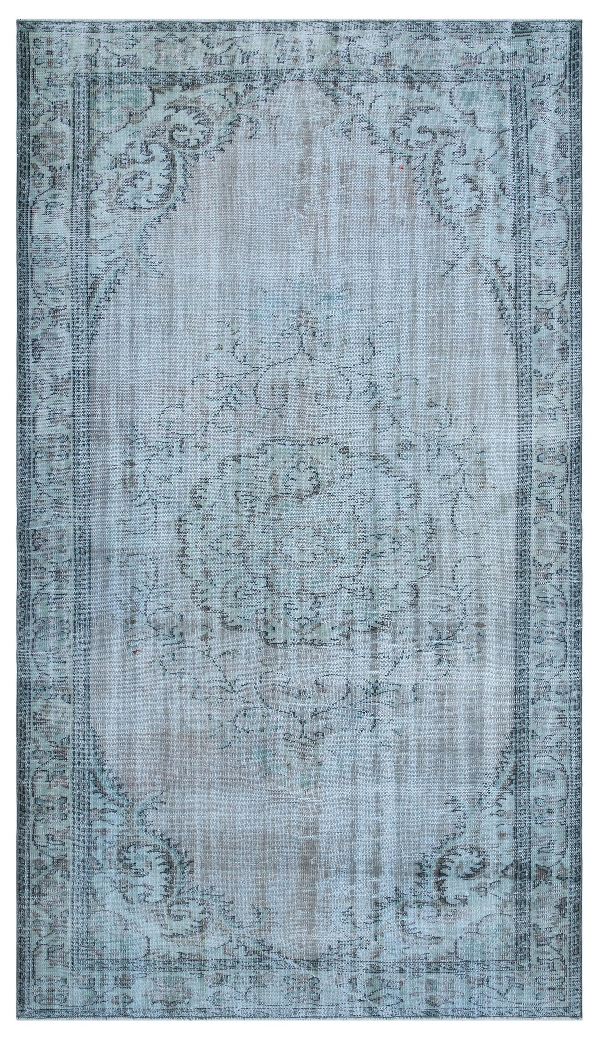 Blue Over Dyed Vintage Rug 5&#39;6&#39;&#39; x 9&#39;10&#39;&#39; ft 168 x 300 cm