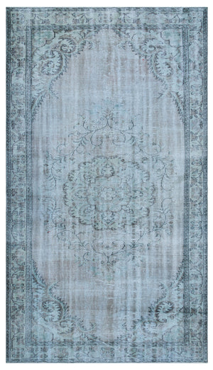 Blue Over Dyed Vintage Rug 5'6'' x 9'10'' ft 168 x 300 cm