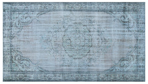 Blue Over Dyed Vintage Rug 5'6'' x 9'10'' ft 168 x 300 cm