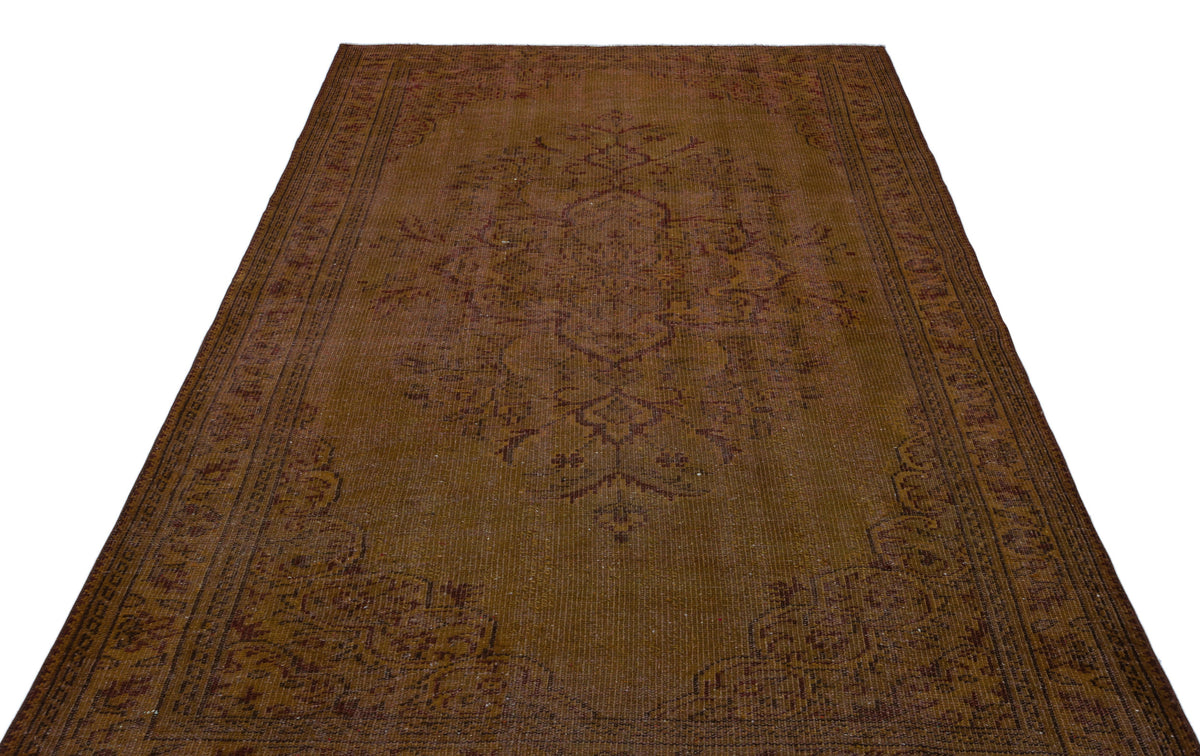 Brown Over Dyed Vintage Rug 5&#39;9&#39;&#39; x 8&#39;12&#39;&#39; ft 175 x 274 cm