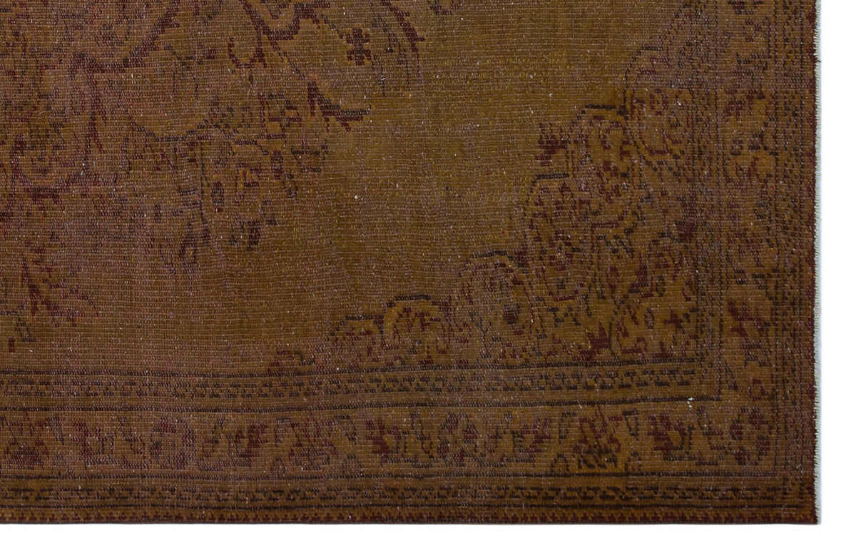 Brown Over Dyed Vintage Rug 5&#39;9&#39;&#39; x 8&#39;12&#39;&#39; ft 175 x 274 cm