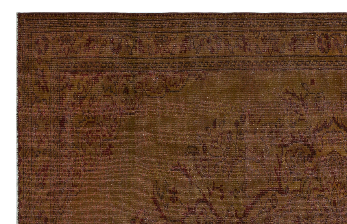 Brown Over Dyed Vintage Rug 5&#39;9&#39;&#39; x 8&#39;12&#39;&#39; ft 175 x 274 cm