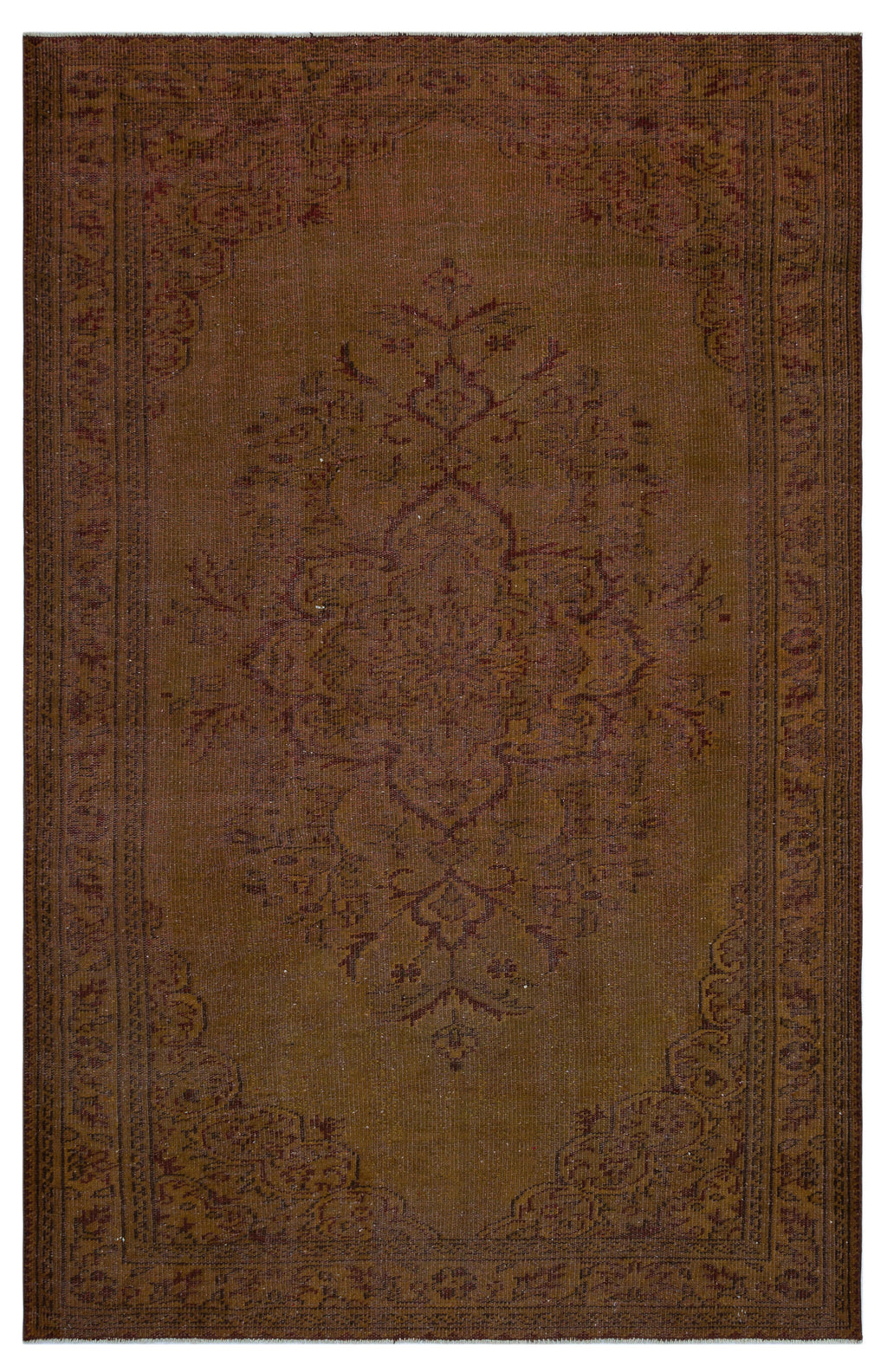 Brown Over Dyed Vintage Rug 5'9'' x 8'12'' ft 175 x 274 cm