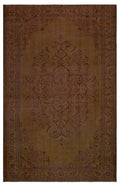 Brown Over Dyed Vintage Rug 5'9'' x 8'12'' ft 175 x 274 cm