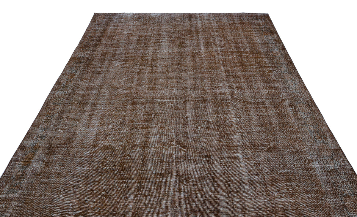 Brown Over Dyed Vintage Rug 7&#39;1&#39;&#39; x 10&#39;12&#39;&#39; ft 217 x 335 cm