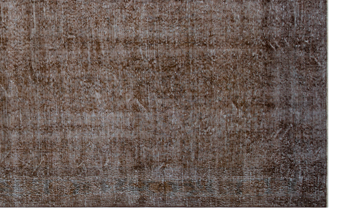Brown Over Dyed Vintage Rug 7&#39;1&#39;&#39; x 10&#39;12&#39;&#39; ft 217 x 335 cm