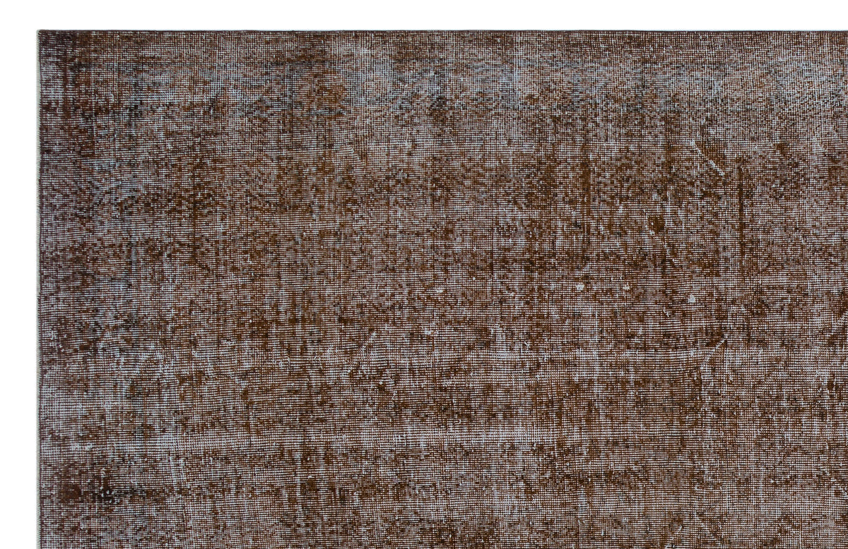 Brown Over Dyed Vintage Rug 7&#39;1&#39;&#39; x 10&#39;12&#39;&#39; ft 217 x 335 cm