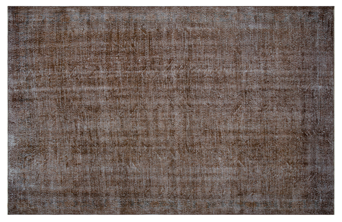 Brown Over Dyed Vintage Rug 7&#39;1&#39;&#39; x 10&#39;12&#39;&#39; ft 217 x 335 cm