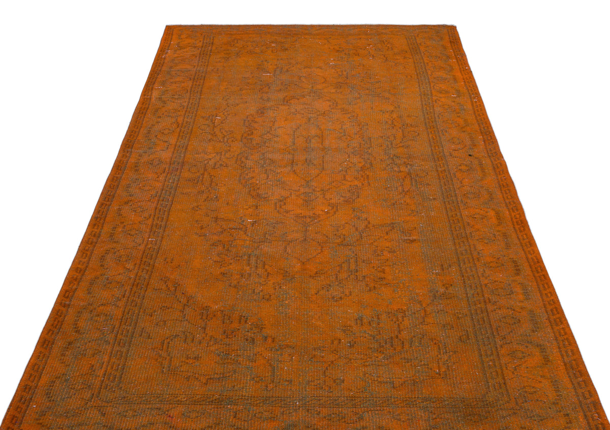 Orange Over Dyed Vintage Rug 5&#39;1&#39;&#39; x 8&#39;10&#39;&#39; ft 155 x 270 cm