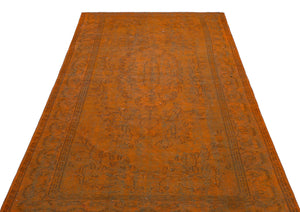 Orange Over Dyed Vintage Rug 5'1'' x 8'10'' ft 155 x 270 cm