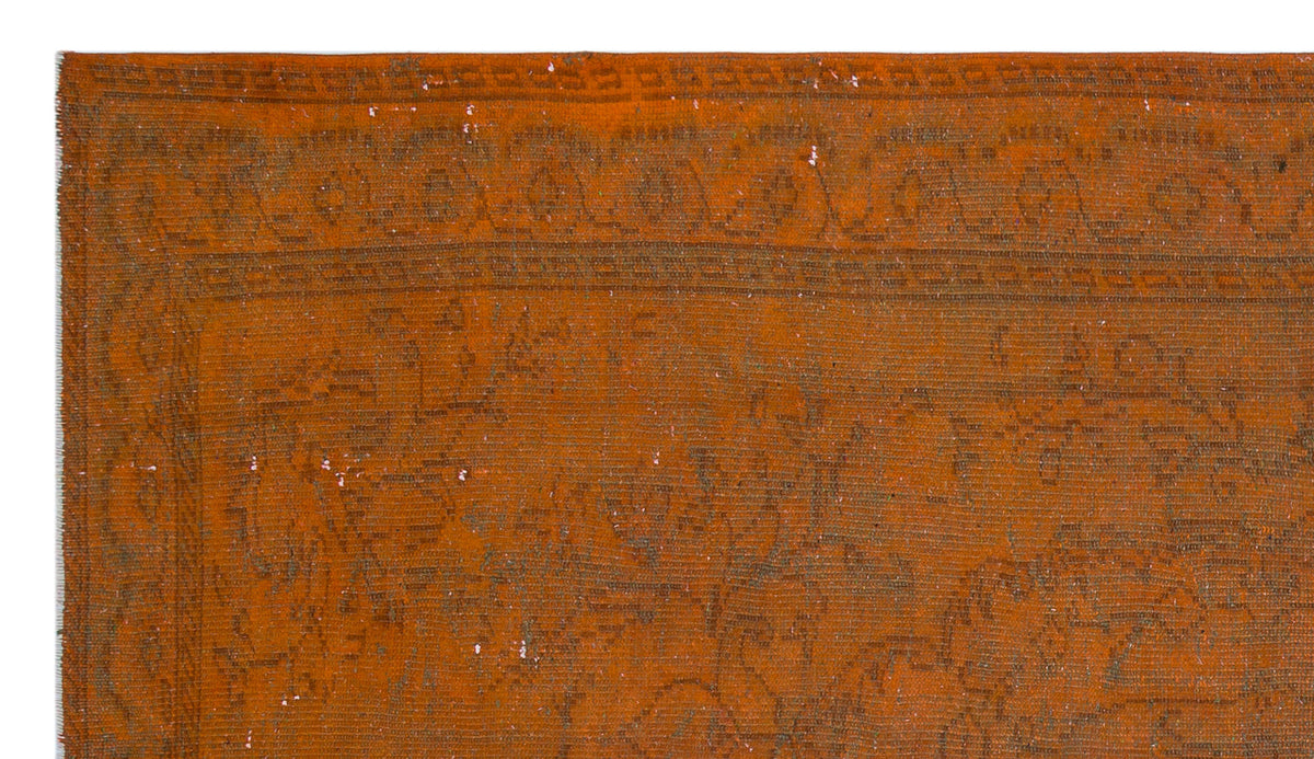 Orange Over Dyed Vintage Rug 5&#39;1&#39;&#39; x 8&#39;10&#39;&#39; ft 155 x 270 cm