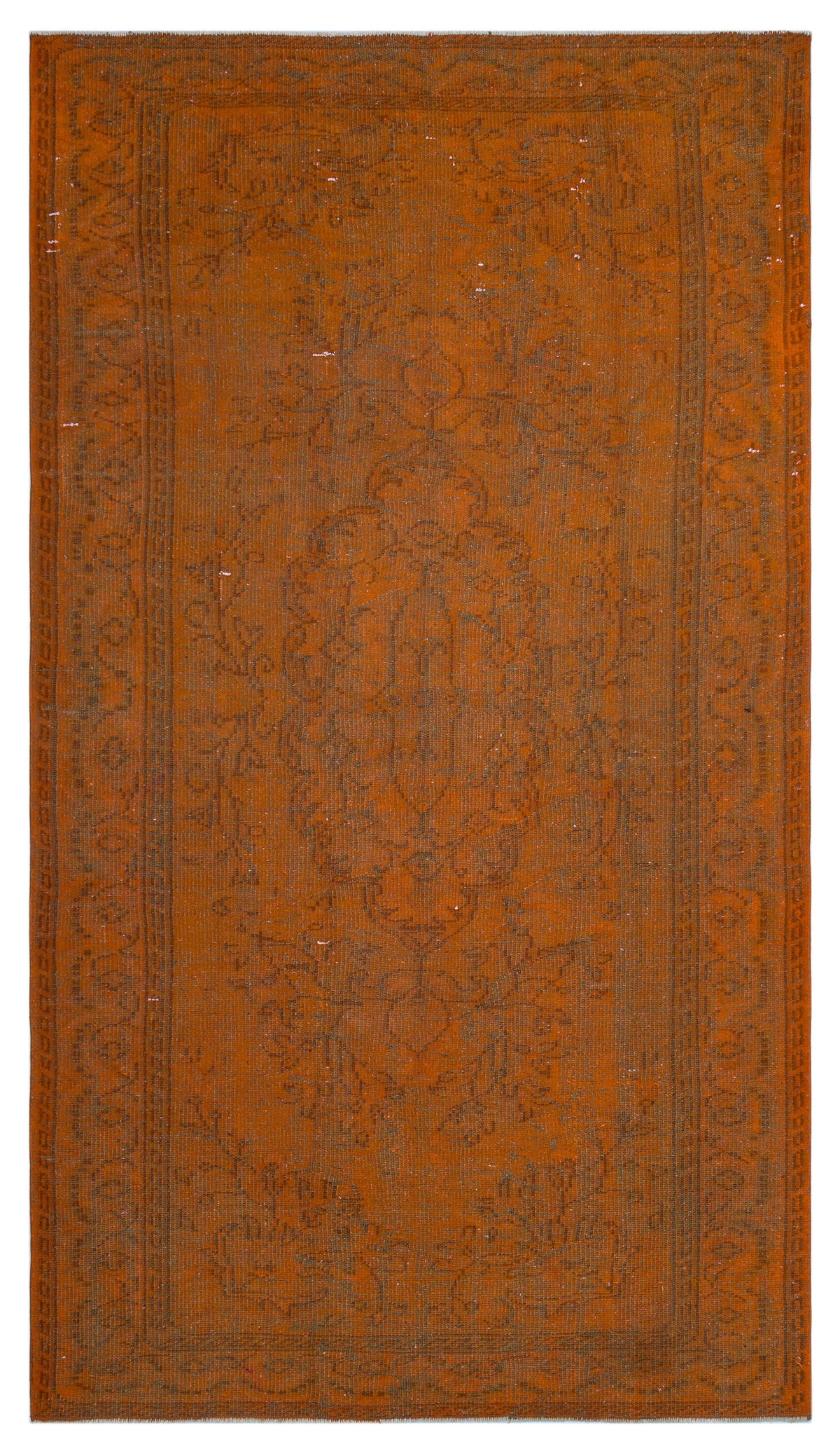 Orange Over Dyed Vintage Rug 5&#39;1&#39;&#39; x 8&#39;10&#39;&#39; ft 155 x 270 cm