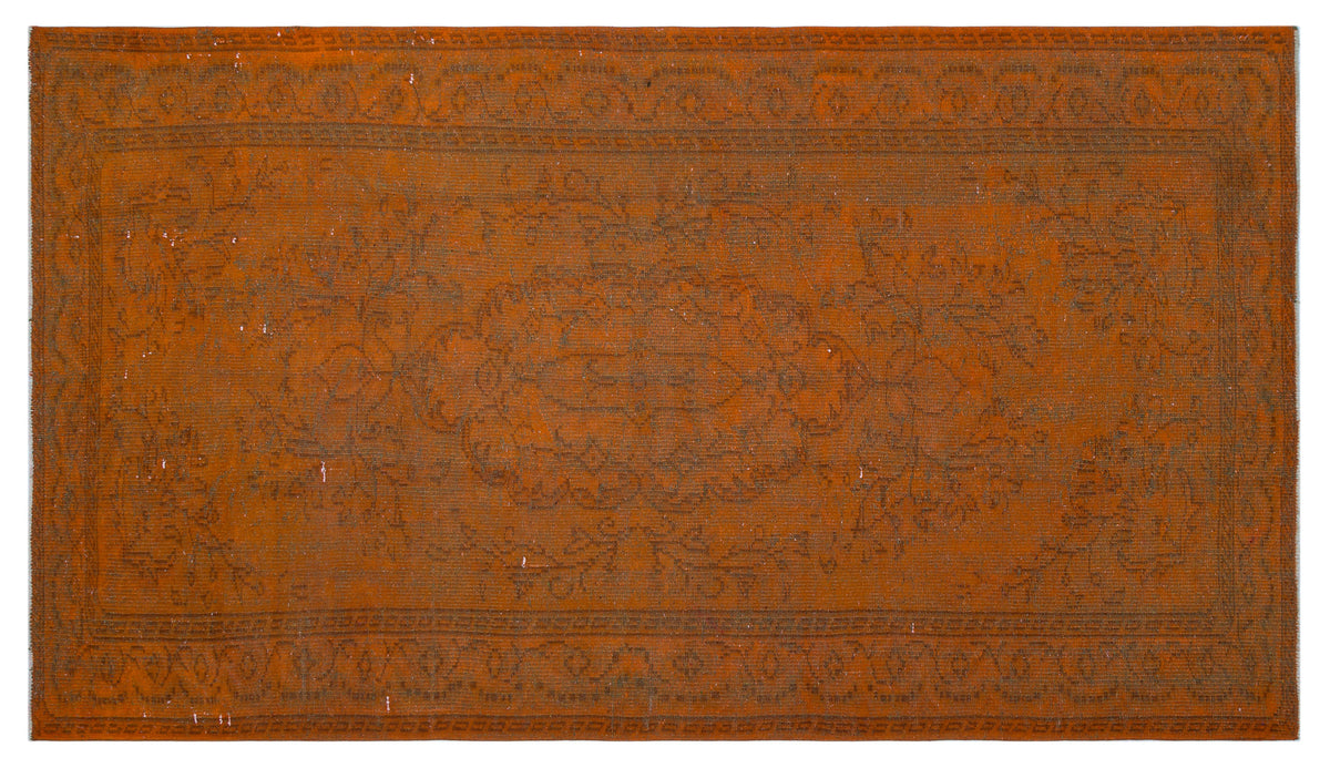 Orange Over Dyed Vintage Rug 5&#39;1&#39;&#39; x 8&#39;10&#39;&#39; ft 155 x 270 cm