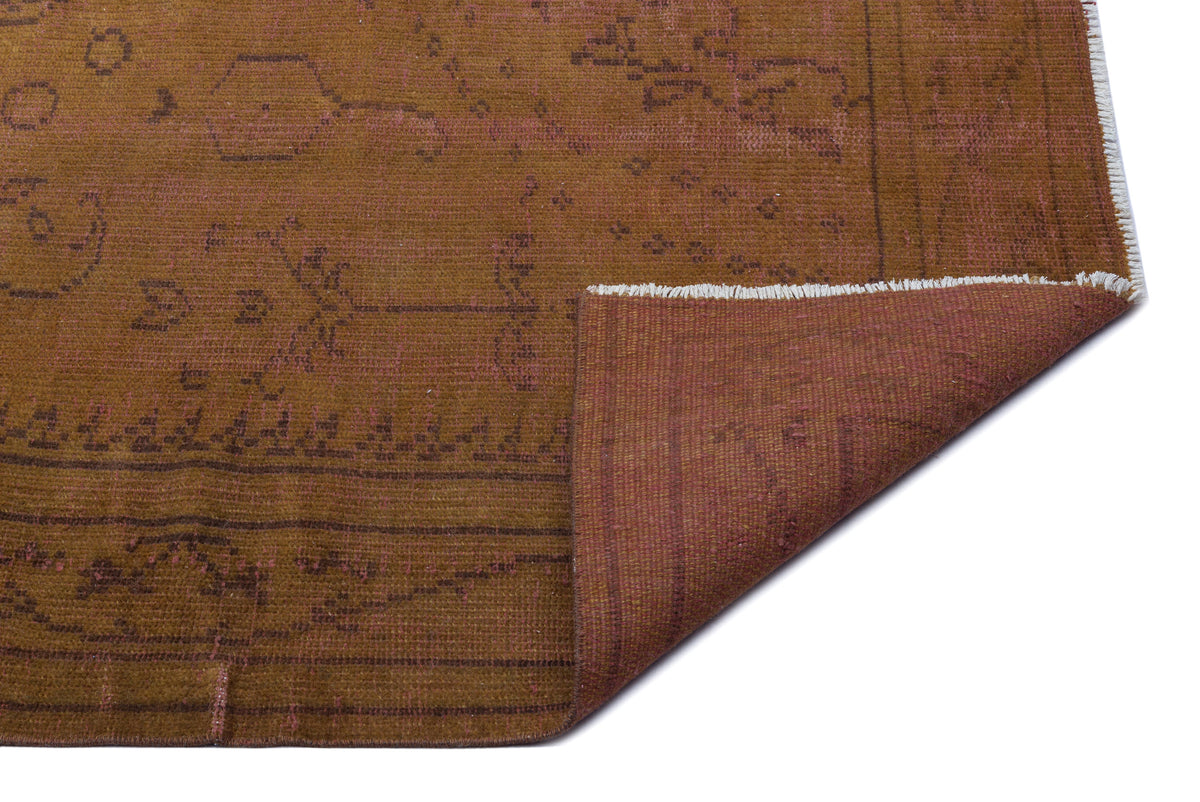 Brown Over Dyed Vintage Rug 5&#39;1&#39;&#39; x 8&#39;3&#39;&#39; ft 154 x 252 cm