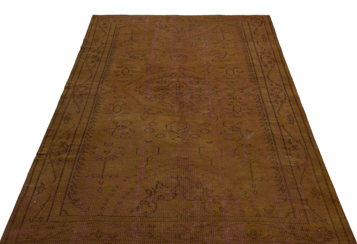 Brown Over Dyed Vintage Rug 5&#39;1&#39;&#39; x 8&#39;3&#39;&#39; ft 154 x 252 cm