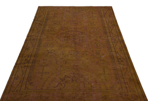 Brown Over Dyed Vintage Rug 5'1'' x 8'3'' ft 154 x 252 cm