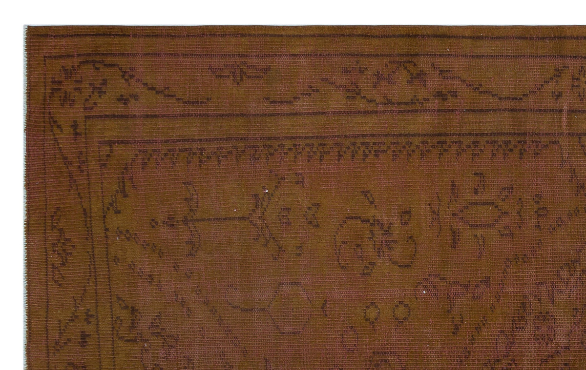 Brown Over Dyed Vintage Rug 5&#39;1&#39;&#39; x 8&#39;3&#39;&#39; ft 154 x 252 cm