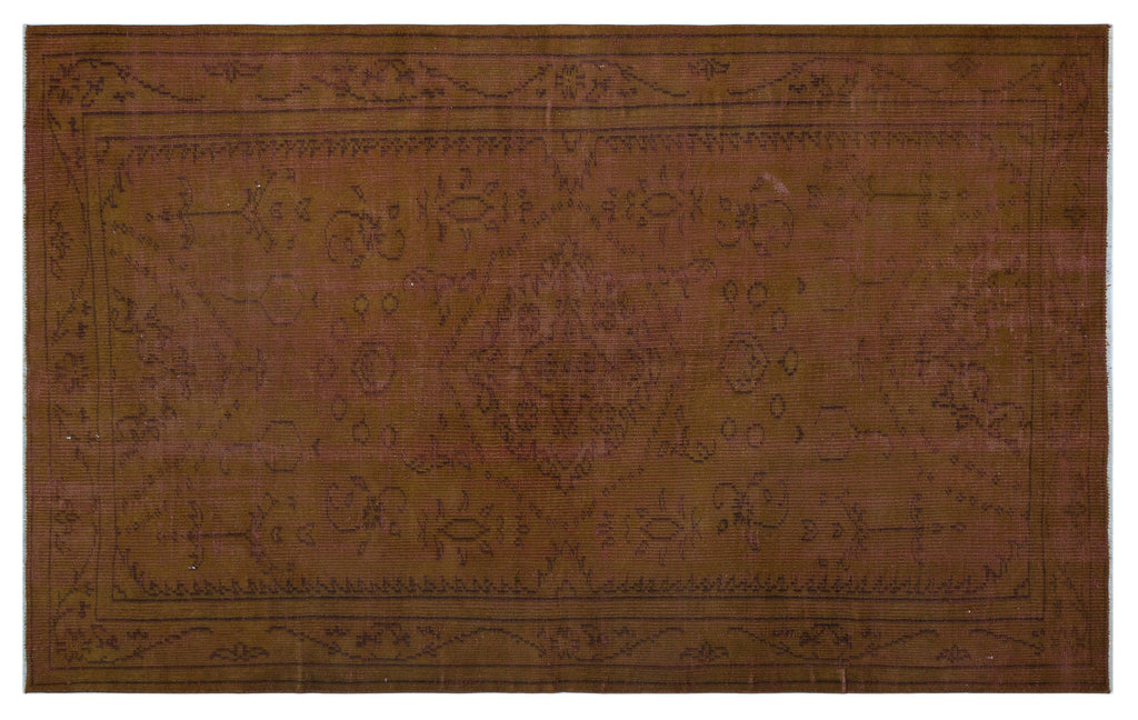 Brown Over Dyed Vintage Rug 5'1'' x 8'3'' ft 154 x 252 cm