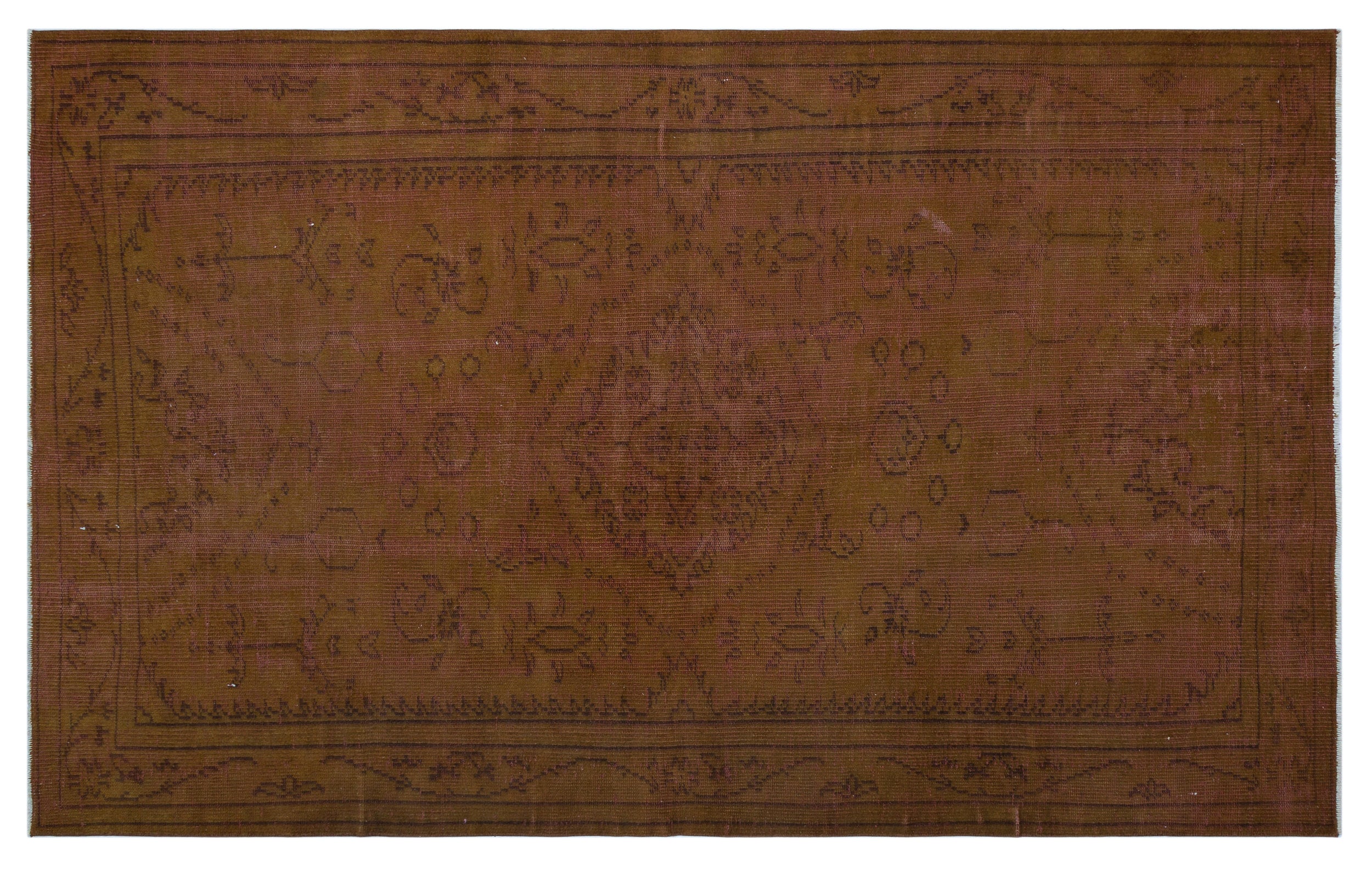 Brown Over Dyed Vintage Rug 5'1'' x 8'3'' ft 154 x 252 cm