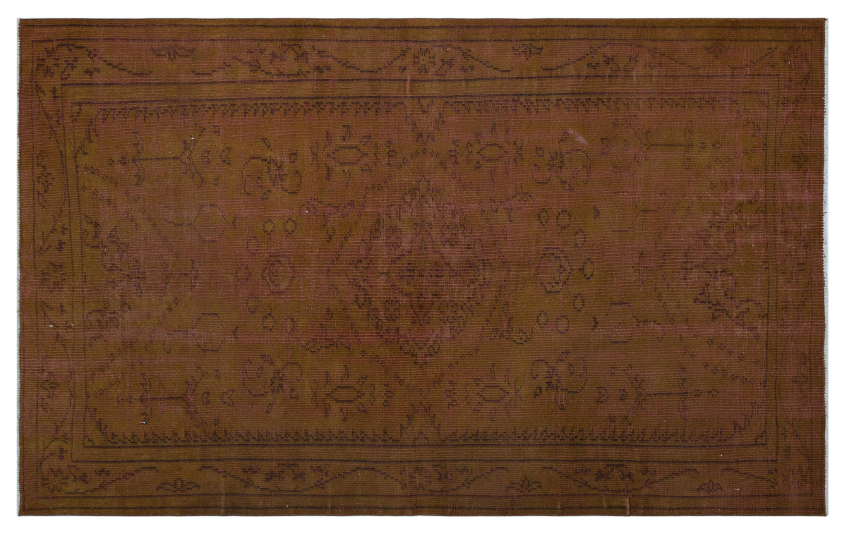 Brown Over Dyed Vintage Rug 5&#39;1&#39;&#39; x 8&#39;3&#39;&#39; ft 154 x 252 cm