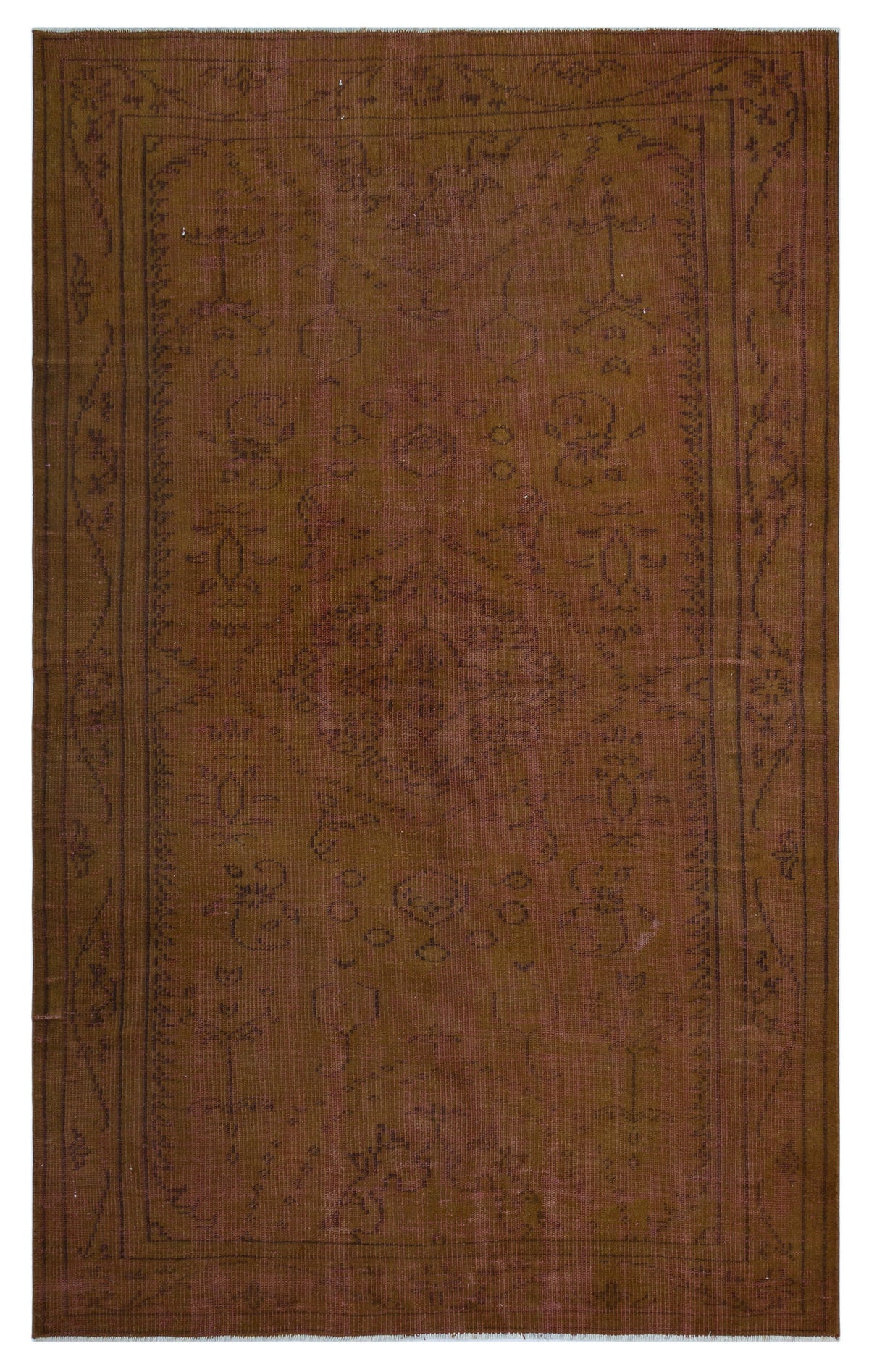 Brown Over Dyed Vintage Rug 5&#39;1&#39;&#39; x 8&#39;3&#39;&#39; ft 154 x 252 cm