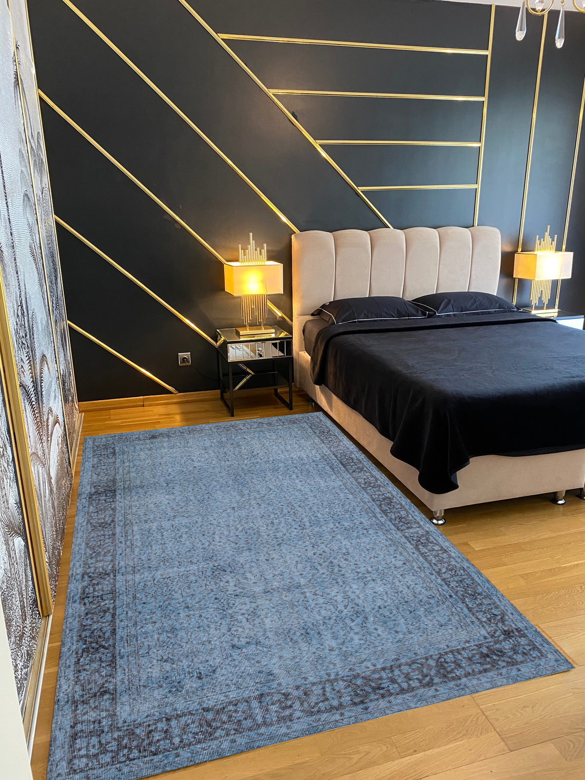 Blue Over Dyed Rug I Traditional Design Rug | Turkish Rug | Hand Weaving Rug  | Bedroom Rug | Wool Rug | Vintage Rug | Tumbled Rug  | Naturel Rug | Boho Rug I 5&#39;10&#39;&#39; x 10&#39;4&#39;&#39; ft 177 x 315 cm