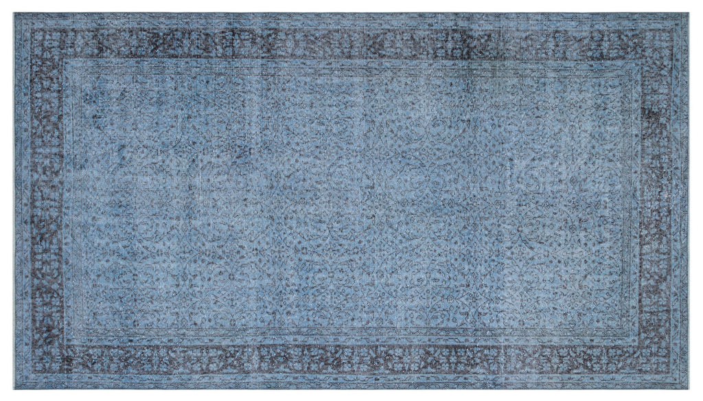 Blue Over Dyed Vintage Rug 5'10'' x 10'4'' ft 177 x 315 cm