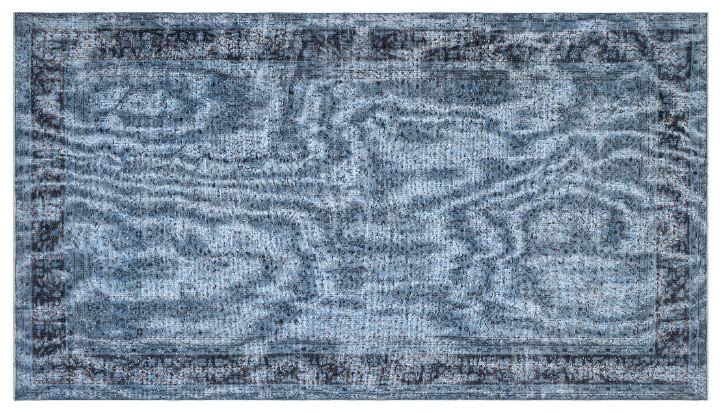 Blue Over Dyed Vintage Rug 5'10'' x 10'4'' ft 177 x 315 cm