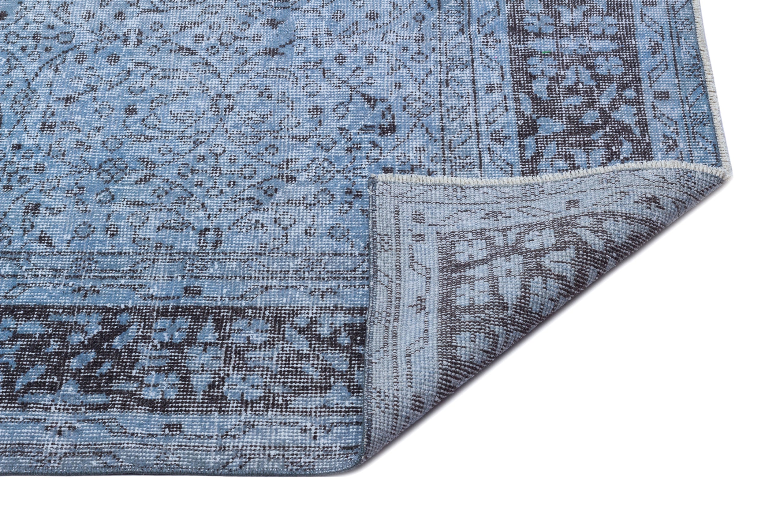 Blue Over Dyed Vintage Rug 5'10'' x 10'4'' ft 177 x 315 cm