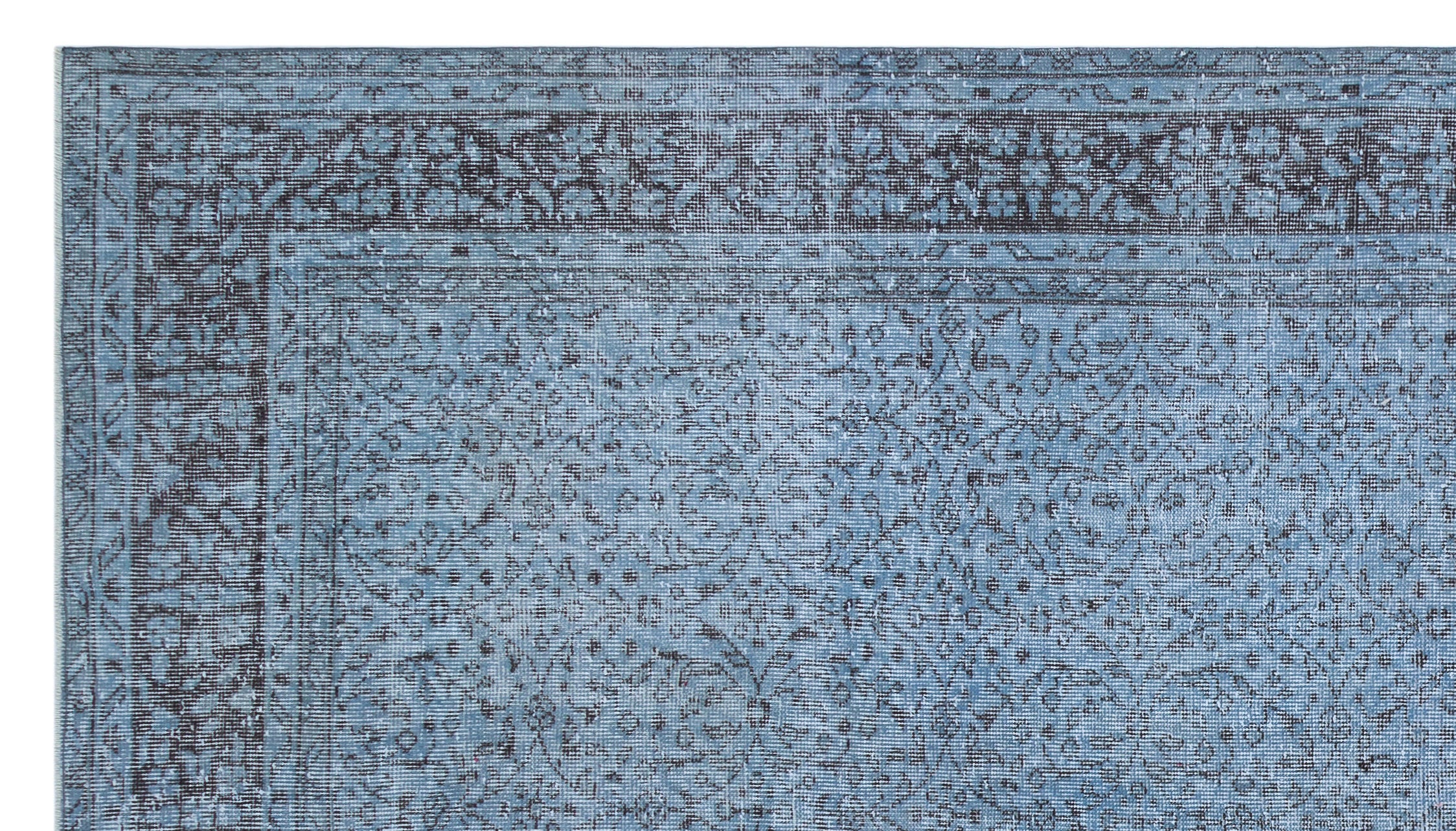 Blue Over Dyed Vintage Rug 5'10'' x 10'4'' ft 177 x 315 cm