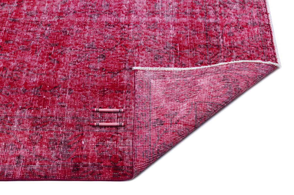 Red Over Dyed Vintage Rug 5&#39;5&#39;&#39; x 8&#39;8&#39;&#39; ft 164 x 265 cm