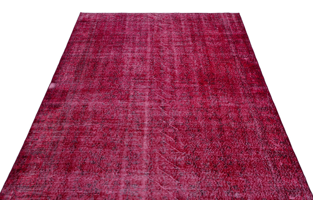 Red Over Dyed Vintage Rug 5'5'' x 8'8'' ft 164 x 265 cm
