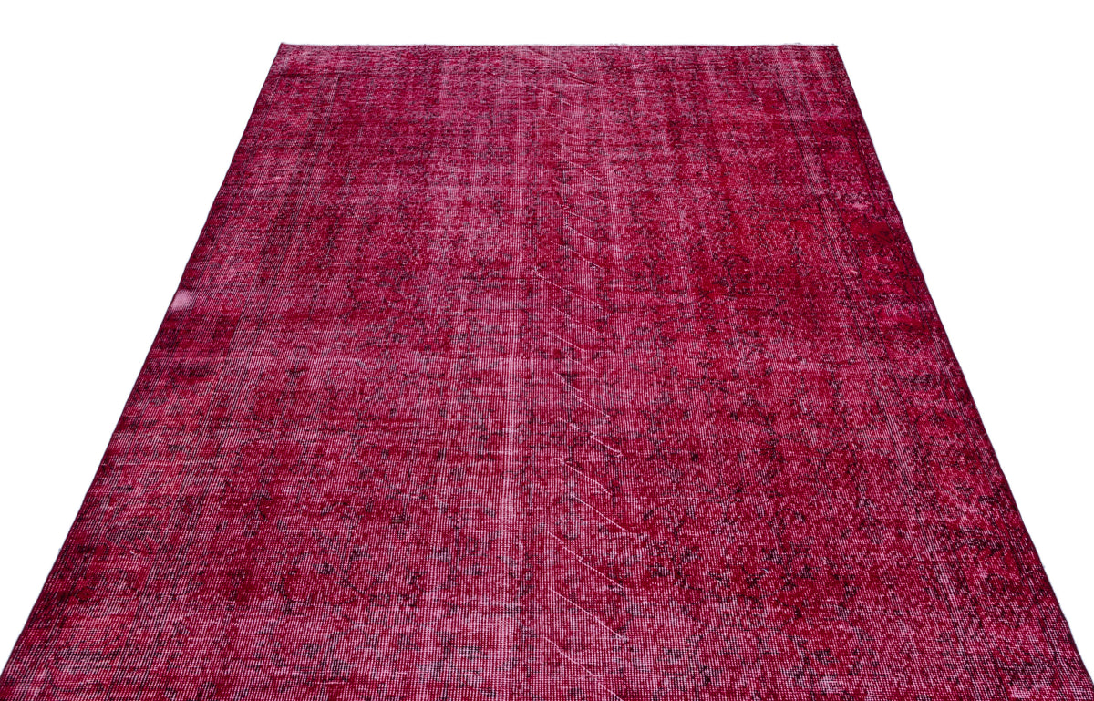 Red Over Dyed Vintage Rug 5&#39;5&#39;&#39; x 8&#39;8&#39;&#39; ft 164 x 265 cm