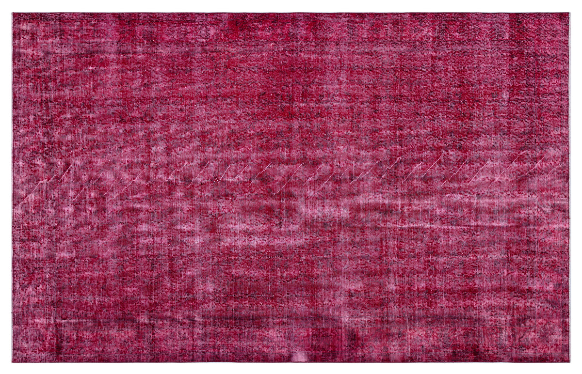 Red Over Dyed Vintage Rug 5&#39;5&#39;&#39; x 8&#39;8&#39;&#39; ft 164 x 265 cm