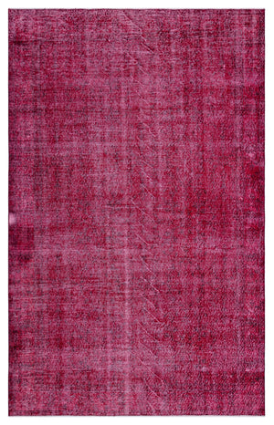 Red Over Dyed Vintage Rug 5'5'' x 8'8'' ft 164 x 265 cm