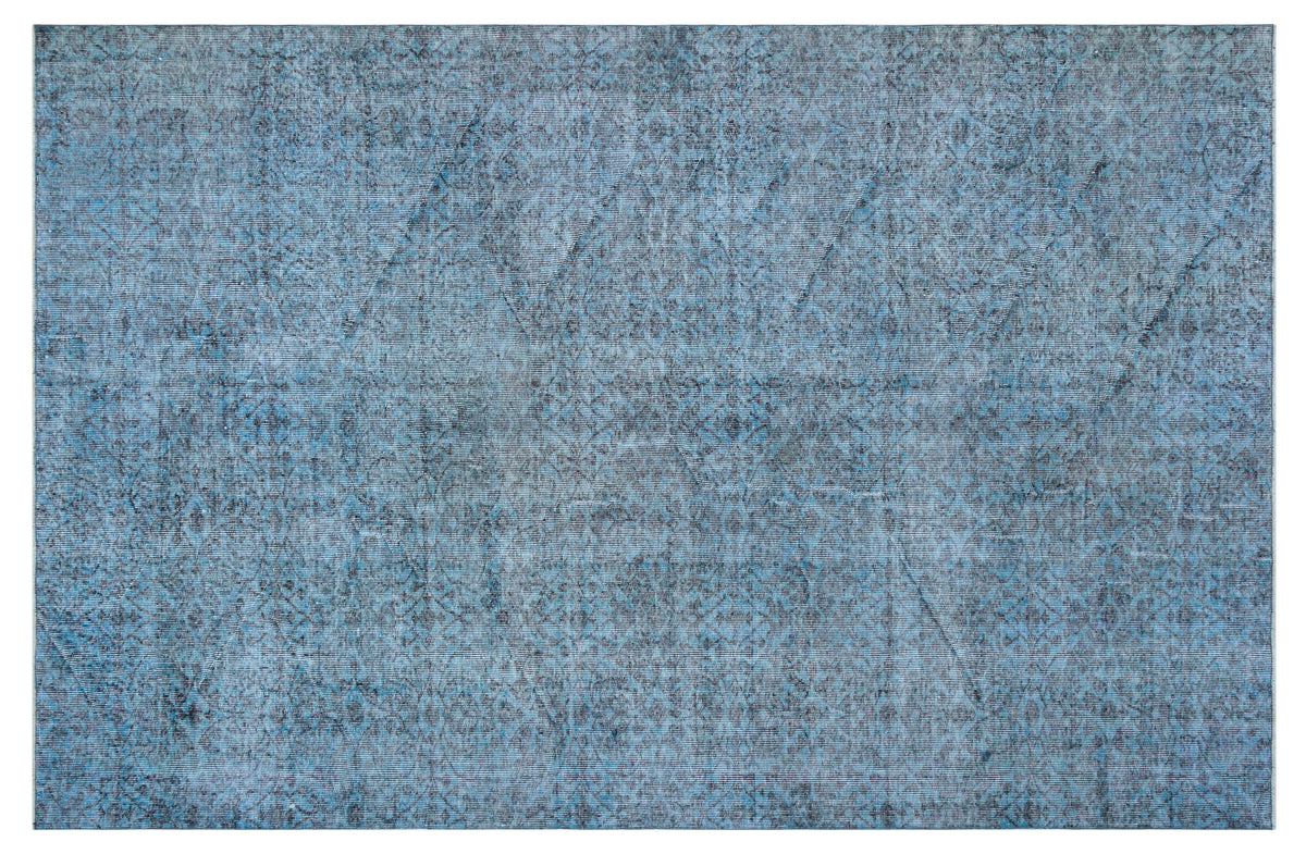 Blue Over Dyed Vintage Rug 6&#39;7&#39;&#39; x 10&#39;1&#39;&#39; ft 200 x 308 cm
