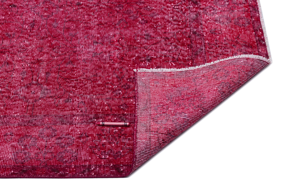 Red Over Dyed Vintage Rug 5&#39;9&#39;&#39; x 9&#39;5&#39;&#39; ft 174 x 287 cm
