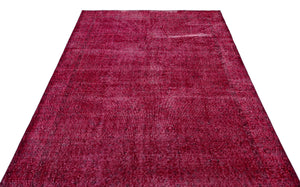 Red Over Dyed Vintage Rug 5'9'' x 9'5'' ft 174 x 287 cm