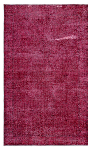 Red Over Dyed Vintage Rug 5'9'' x 9'5'' ft 174 x 287 cm