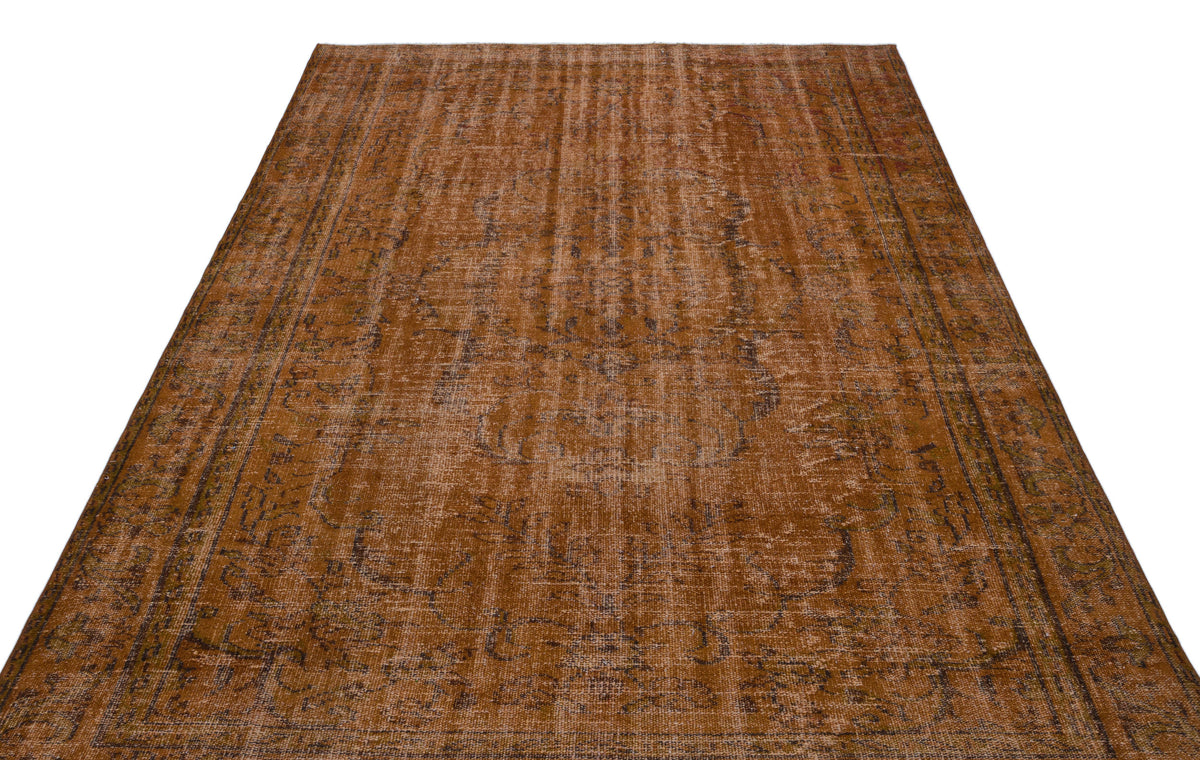 Brown Over Dyed Vintage Rug 6&#39;1&#39;&#39; x 8&#39;11&#39;&#39; ft 186 x 273 cm