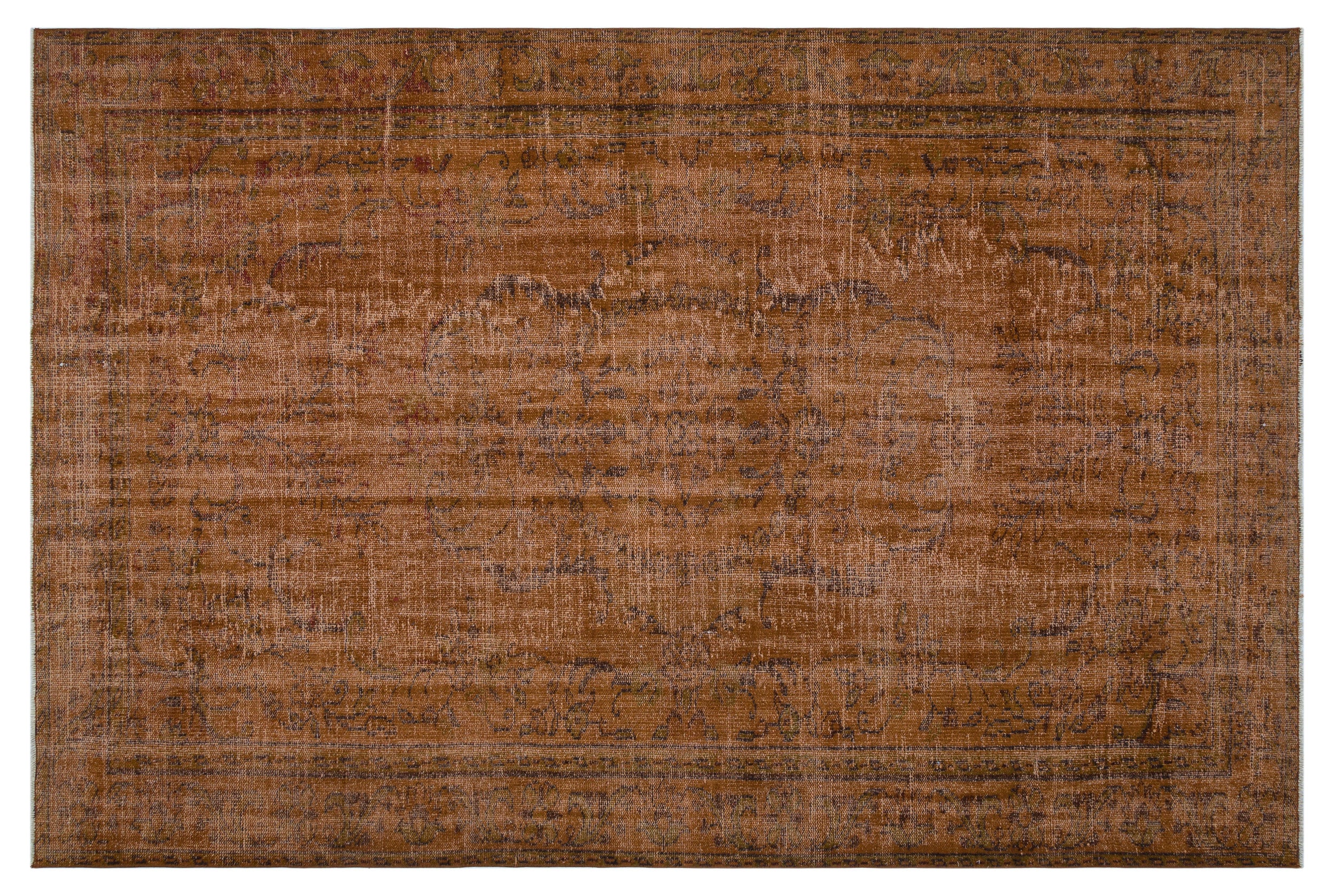 Brown Over Dyed Vintage Rug 6'1'' x 8'11'' ft 186 x 273 cm