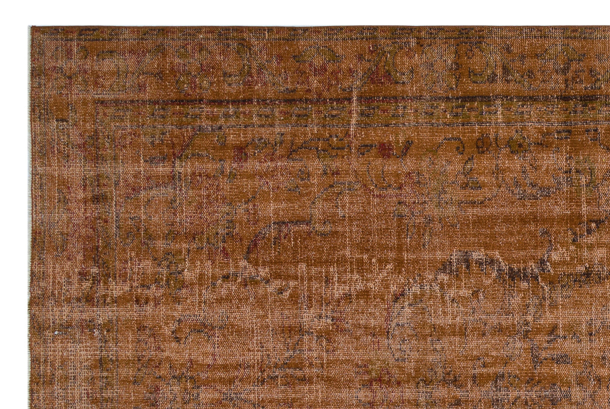 Brown Over Dyed Vintage Rug 6&#39;1&#39;&#39; x 8&#39;11&#39;&#39; ft 186 x 273 cm