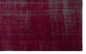 Red Over Dyed Vintage Rug 5'9'' x 9'4'' ft 175 x 284 cm