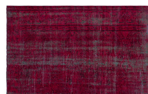 Red Over Dyed Vintage Rug 5'9'' x 9'4'' ft 175 x 284 cm