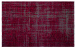 Red Over Dyed Vintage Rug 5'9'' x 9'4'' ft 175 x 284 cm