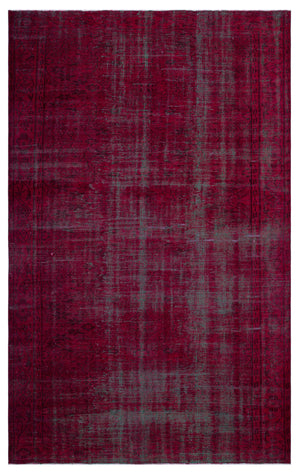 Red Over Dyed Vintage Rug 5'9'' x 9'4'' ft 175 x 284 cm