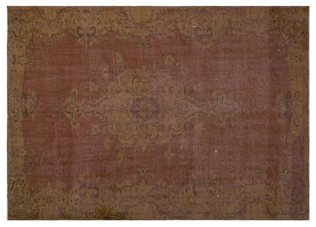 Brown Over Dyed Vintage Rug 5&#39;2&#39;&#39; x 7&#39;7&#39;&#39; ft 157 x 232 cm