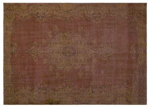 Brown Over Dyed Vintage Rug 5'2'' x 7'7'' ft 157 x 232 cm