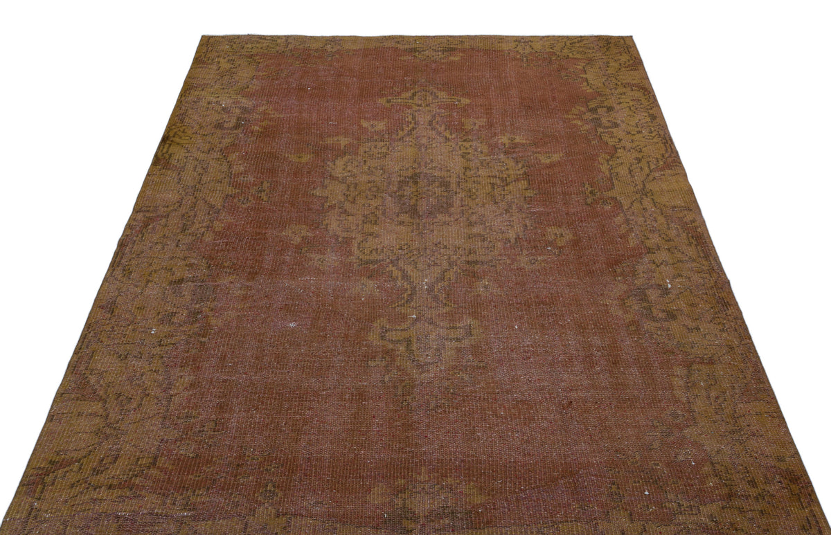 Brown Over Dyed Vintage Rug 5&#39;2&#39;&#39; x 7&#39;7&#39;&#39; ft 157 x 232 cm