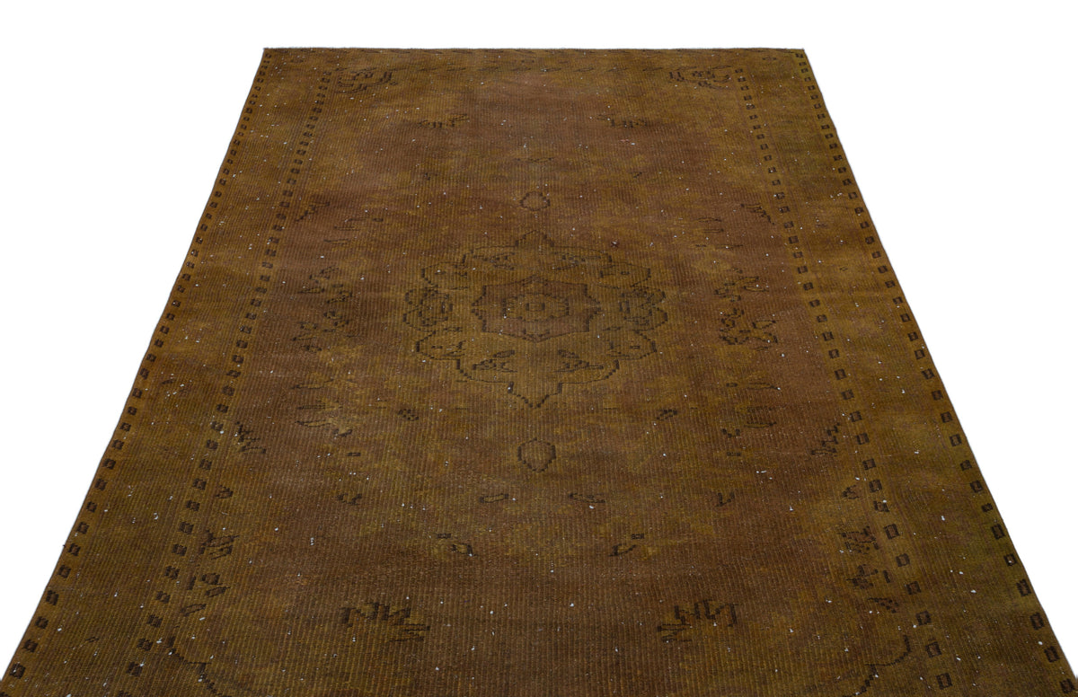 Brown Over Dyed Vintage Rug 5&#39;4&#39;&#39; x 8&#39;10&#39;&#39; ft 163 x 270 cm